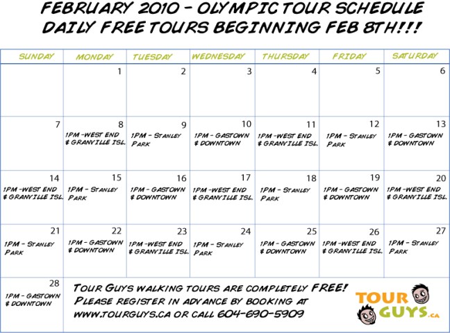 Olympic Tour Calendar